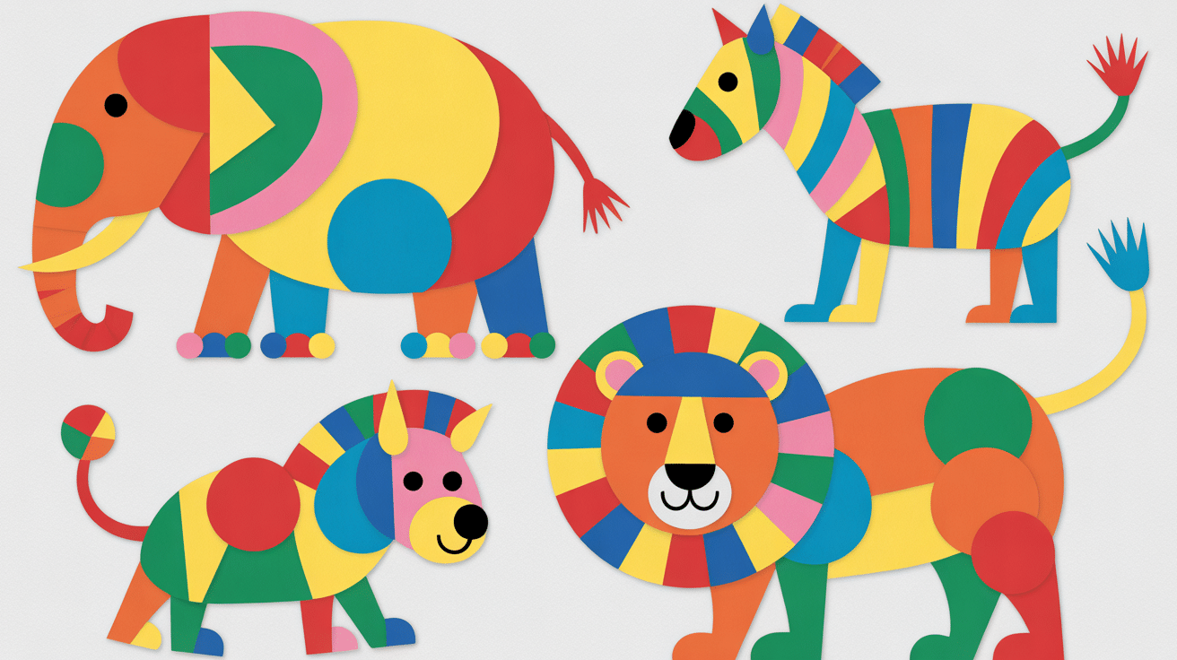 painted paper collage animals art project