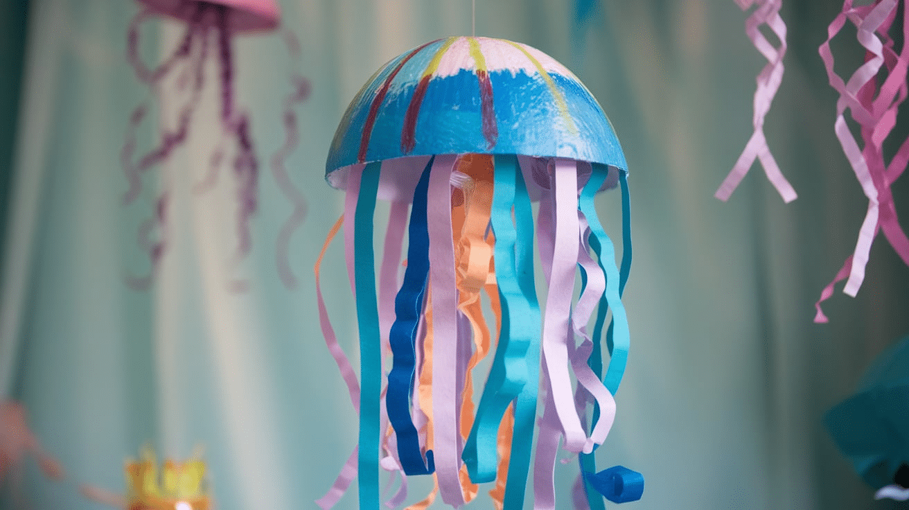 paper jellyfish hanging summer craft for kids