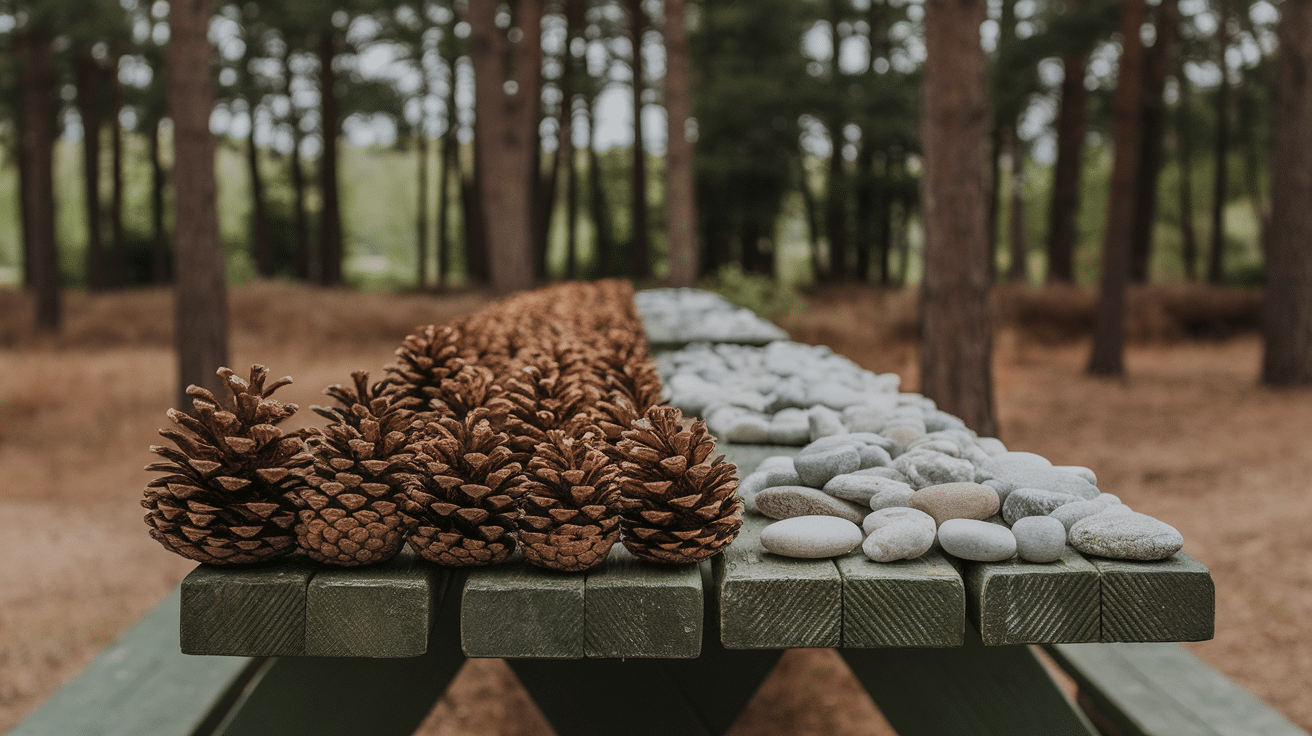 pinecone pebble counting outdoor activities for kids