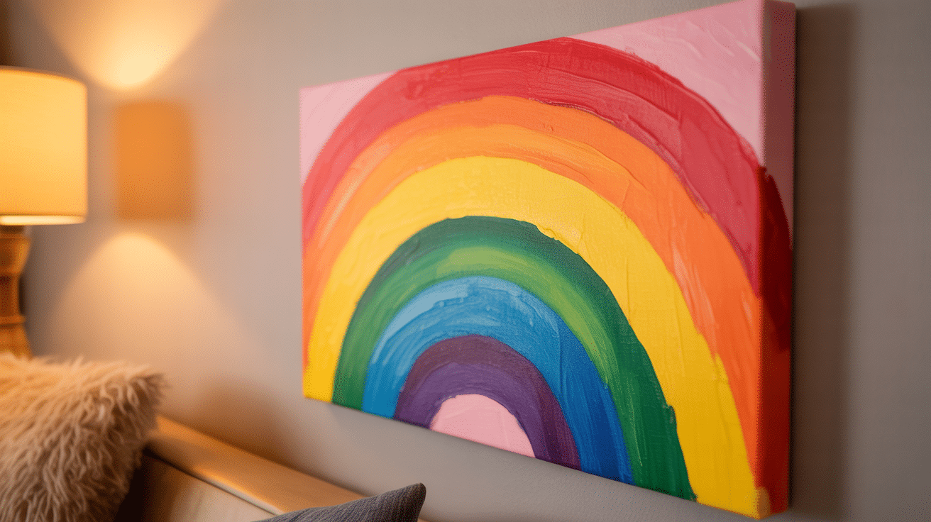 rainbow arc pattern canvas painting