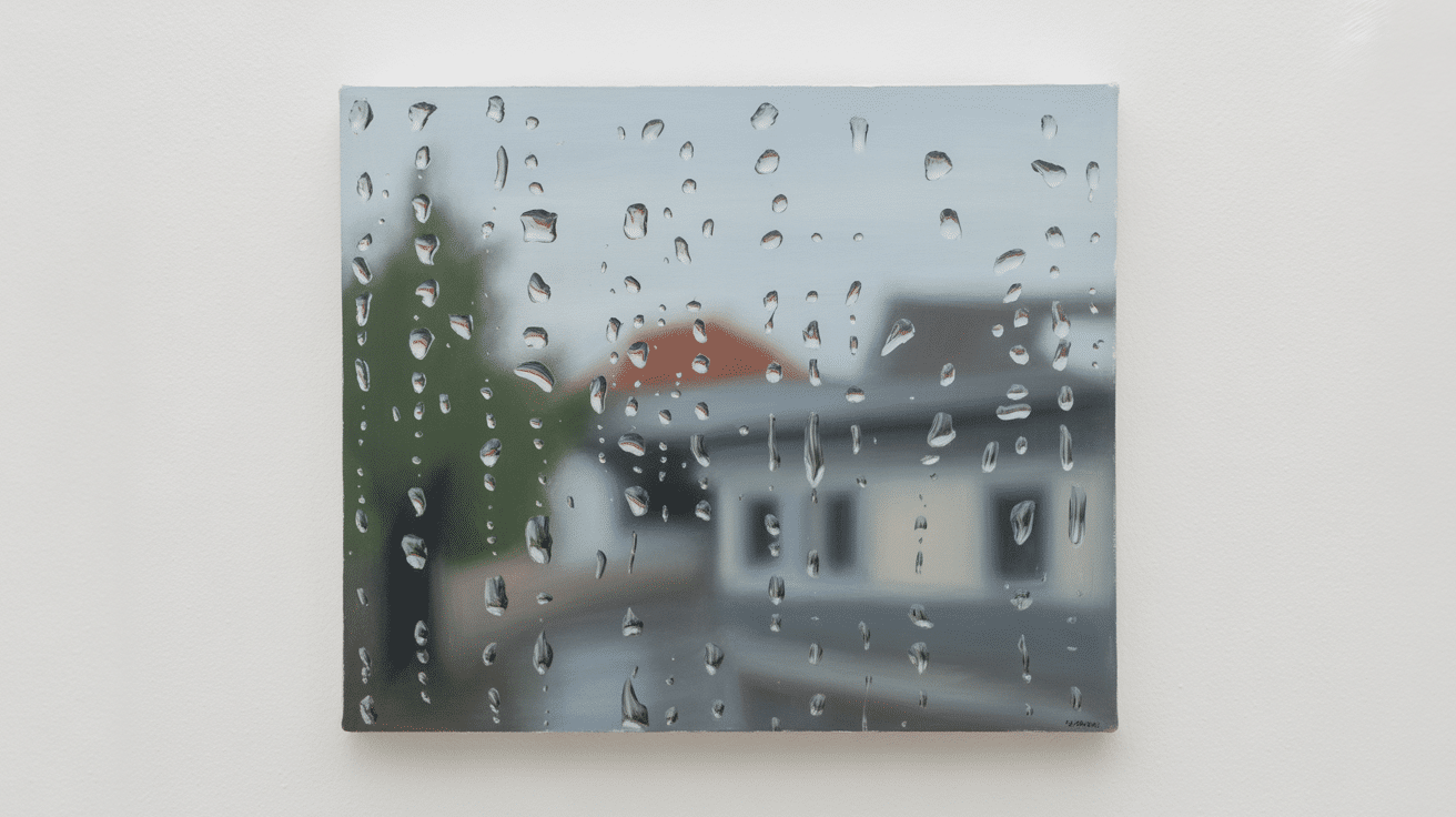 rainy window scene canvas painting
