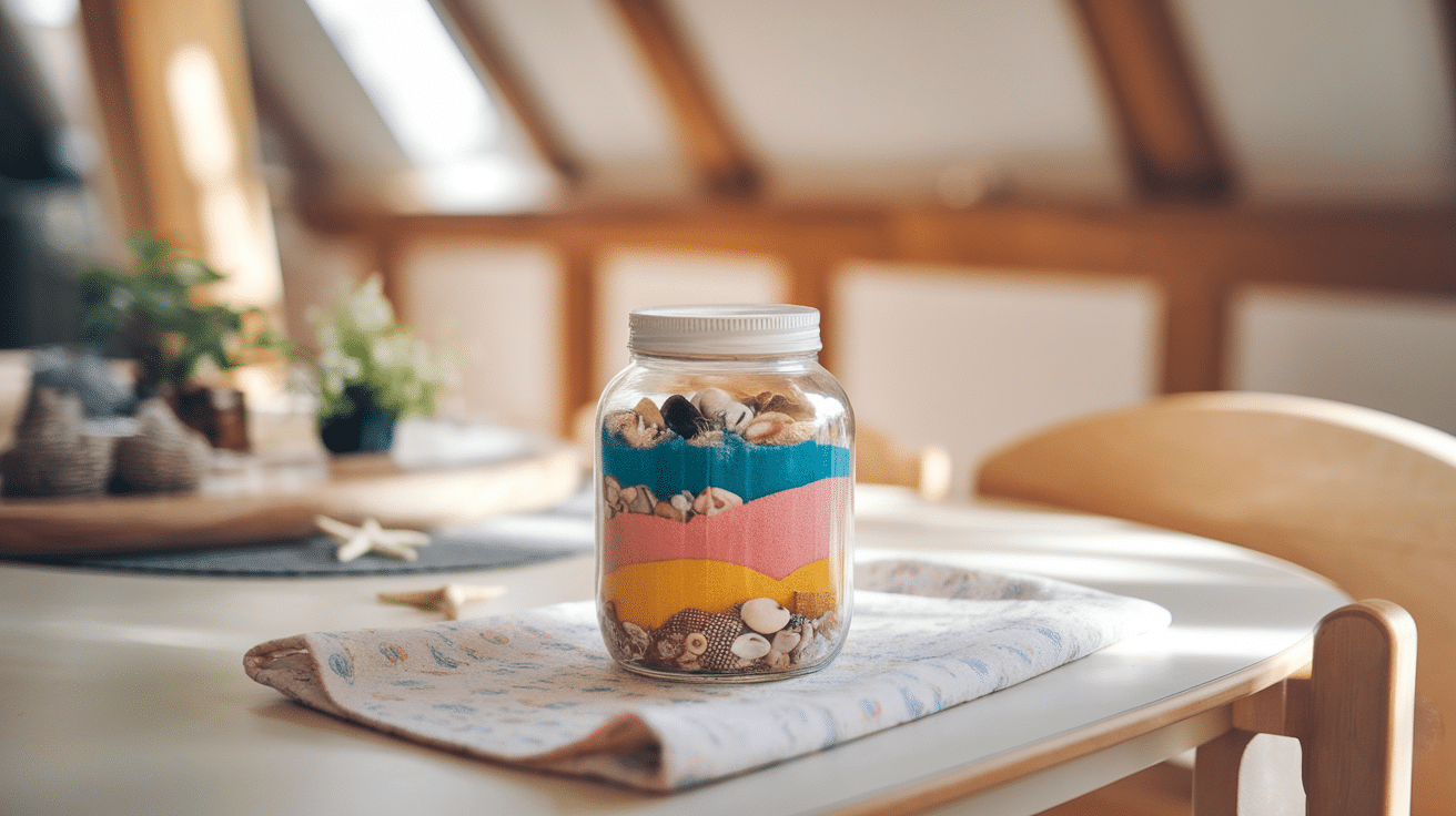 sand art memory jar summer craft for kids