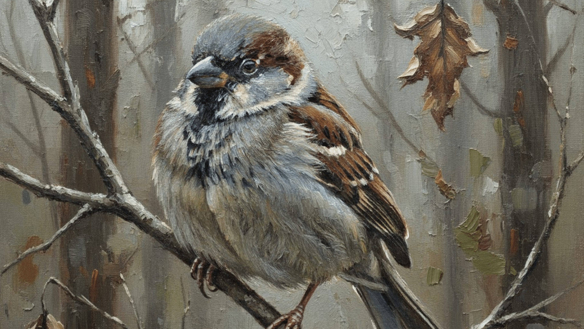 simple bird branch canvas painting