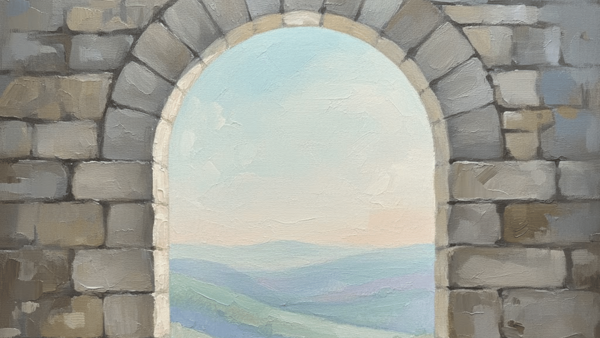 simple doorway window frame canvas painting