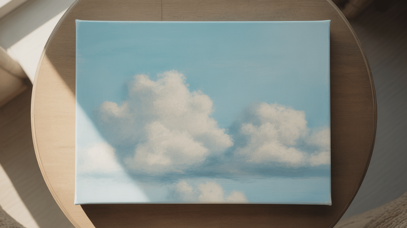 soft cloud clusters canvas painting