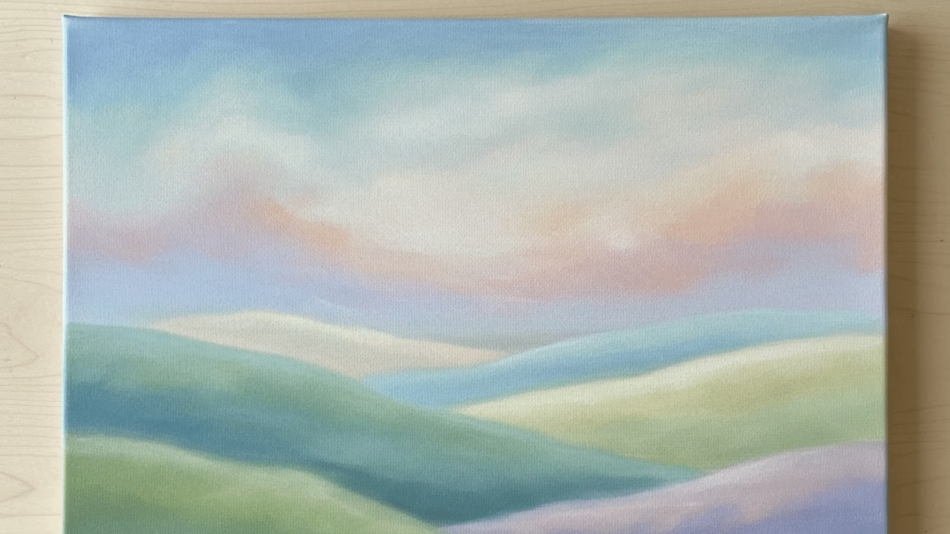 soft pastel hills canvas painting