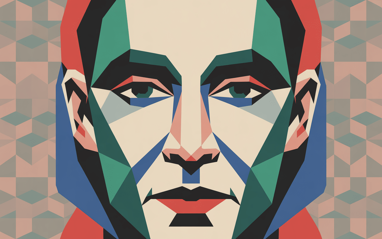 stylized geometric shape portrait drawing art project