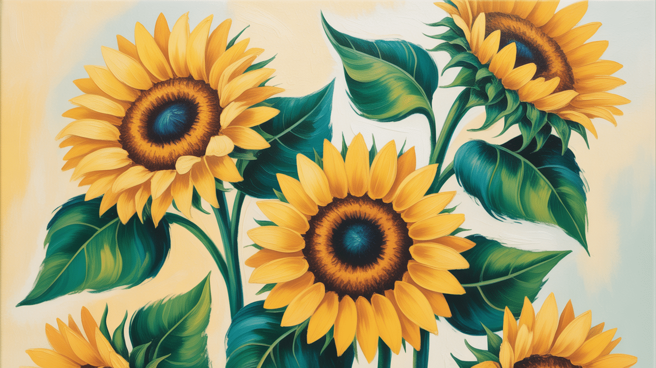 sunflower bunch canvas painting