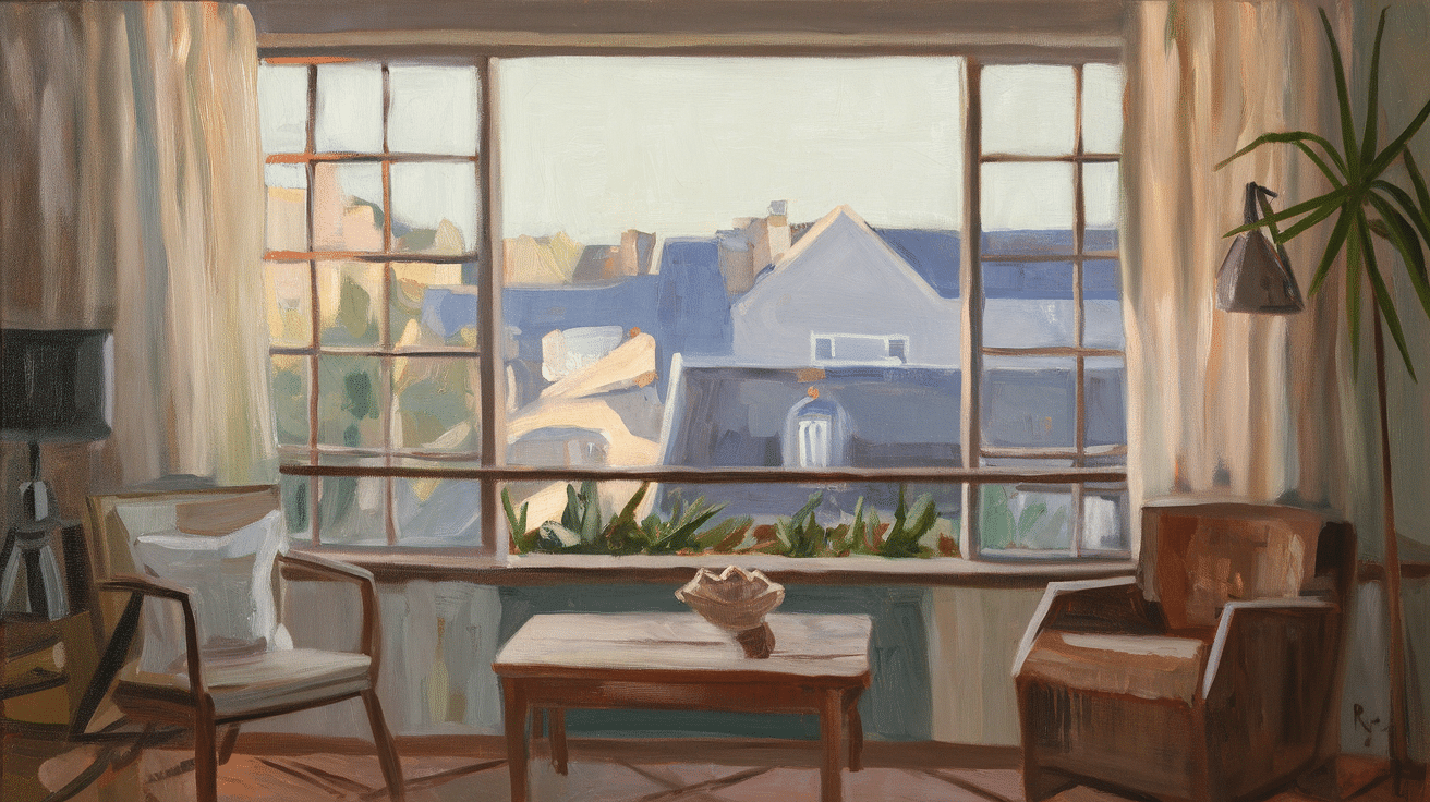 urban window view cityscape painting art project