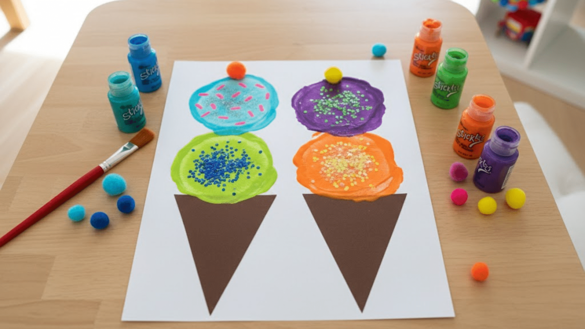 balloon stamp painting easy painting ideas for kids