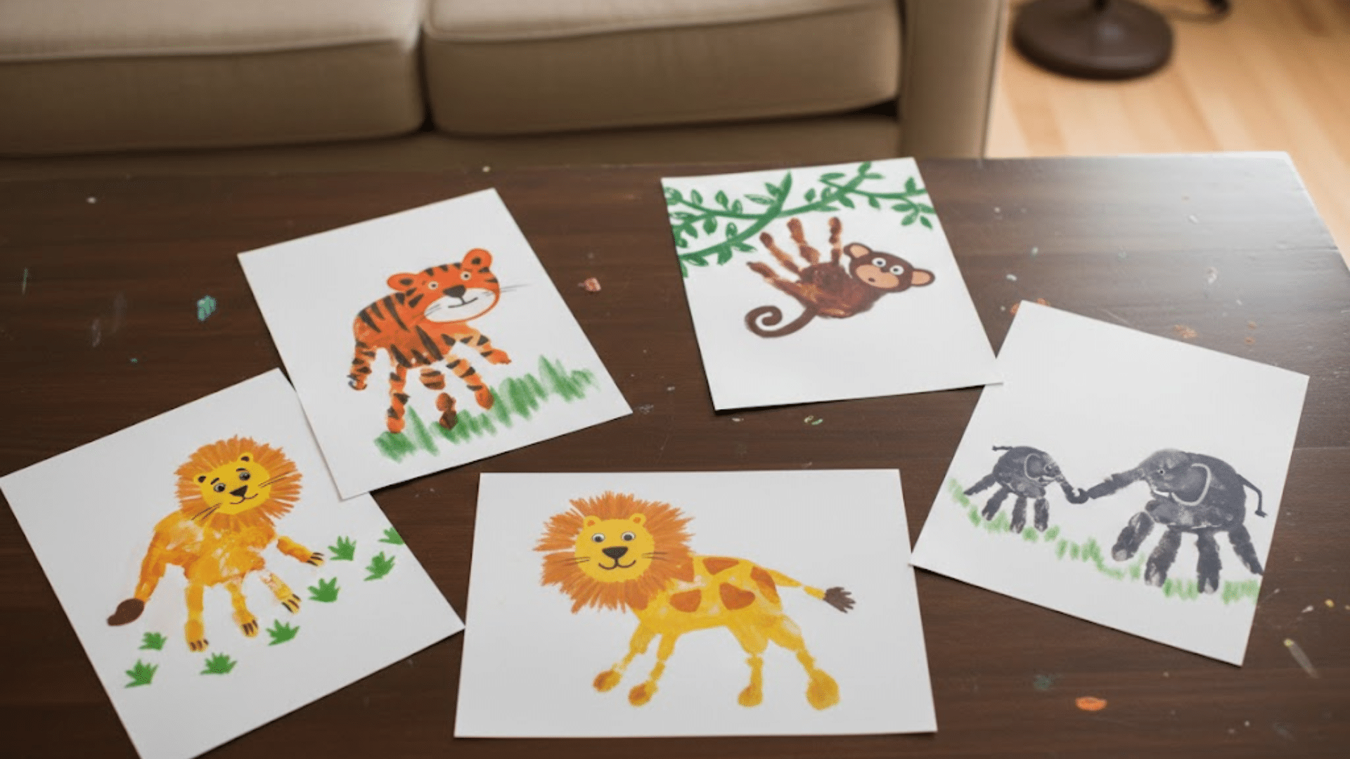 handprint animal art easy painting ideas for kids