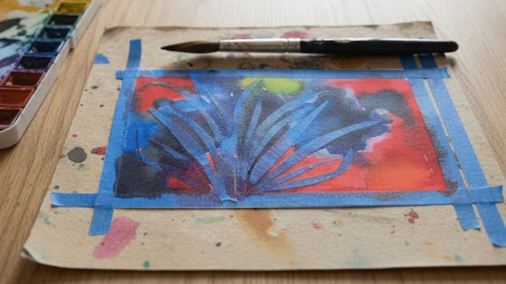 masking shape reveal painting easy painting ideas for kids