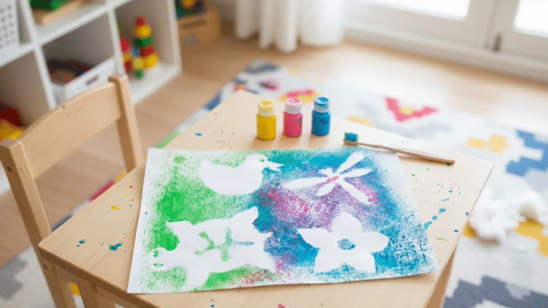 toothbrush splatter painting easy painting ideas for kids