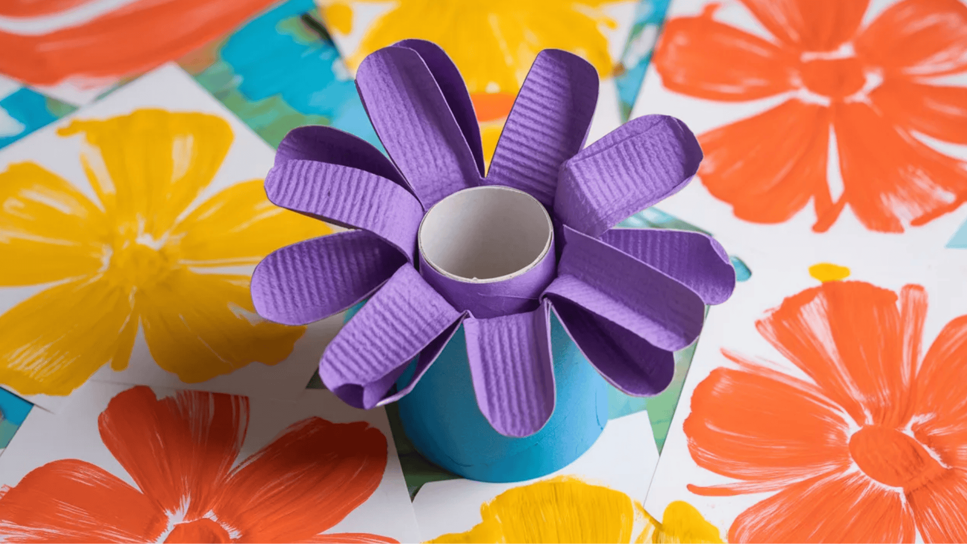 a colorful flower stamp made from toilet paper creative attractive stamps