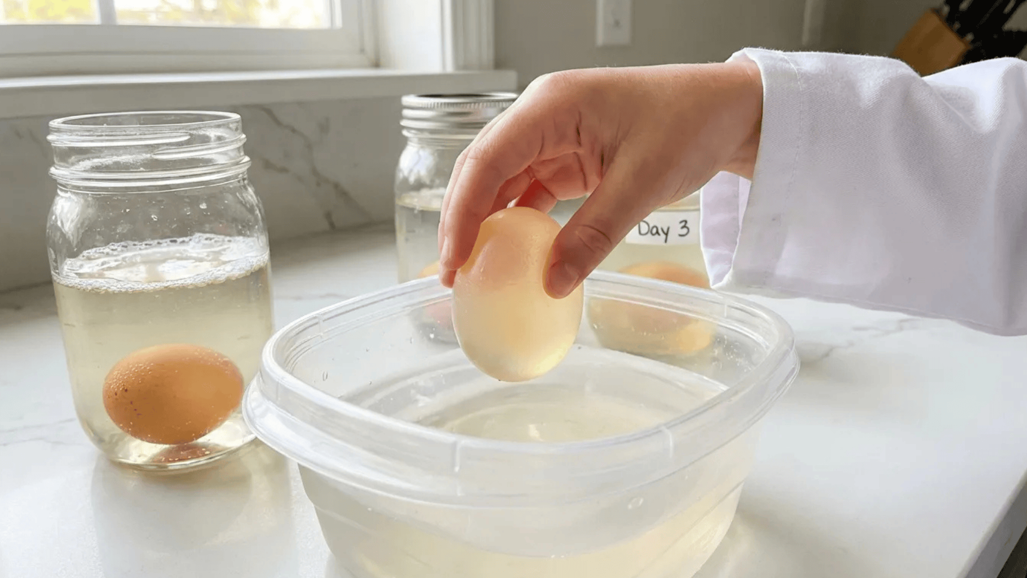 a rubbery egg without the shell