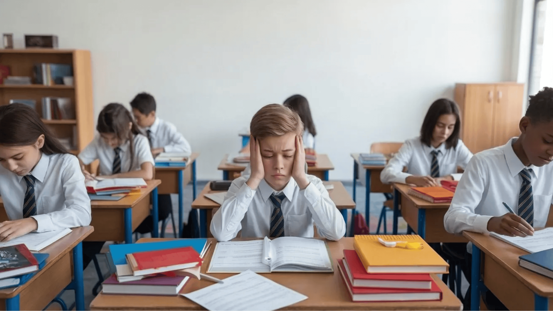 a student frustrated and under study pressure