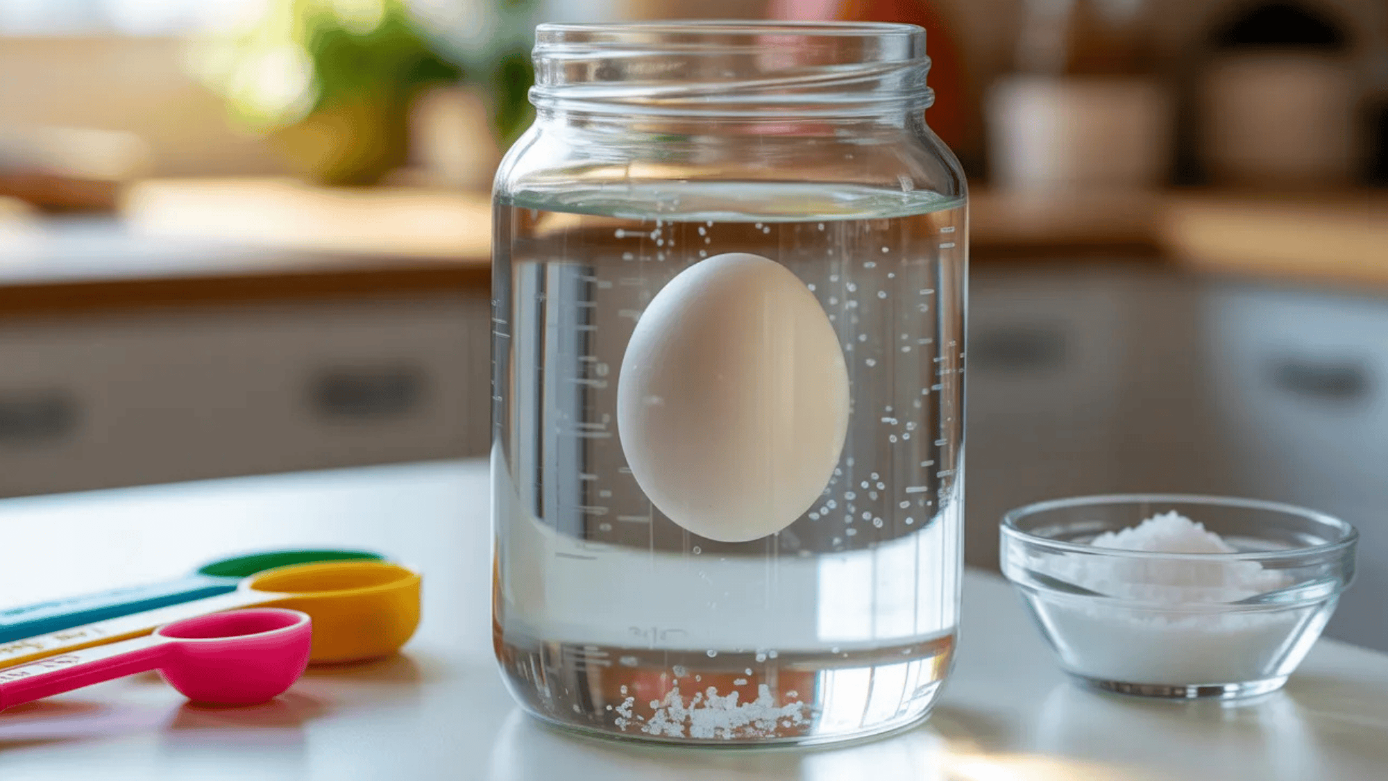 an egg floating in saltwater