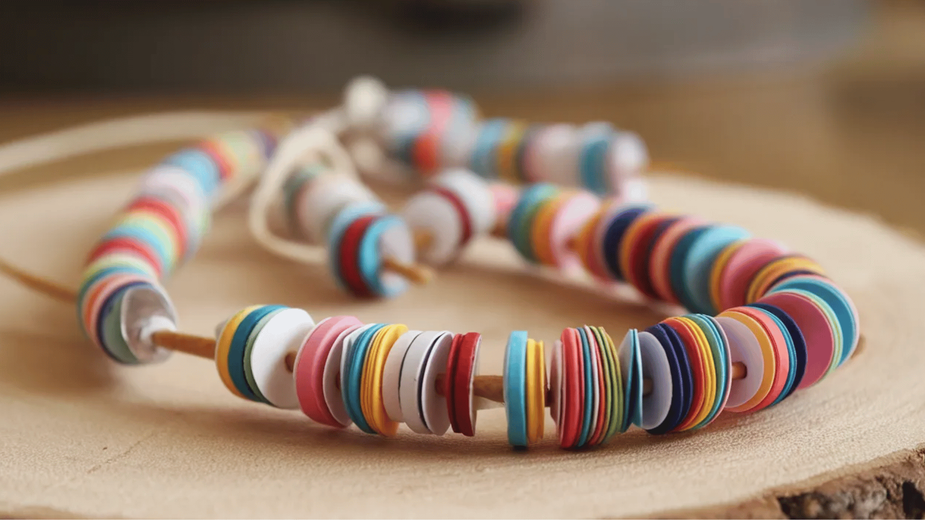 diy paper colorful beads necklace