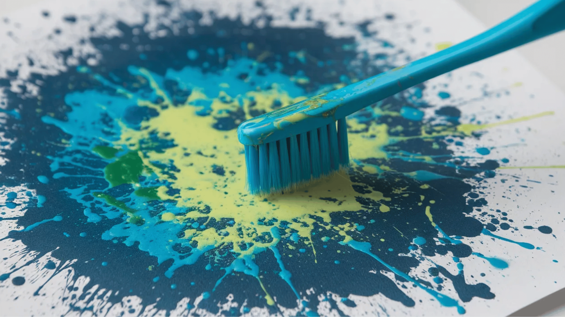 paint abstract art using tooth-brush art