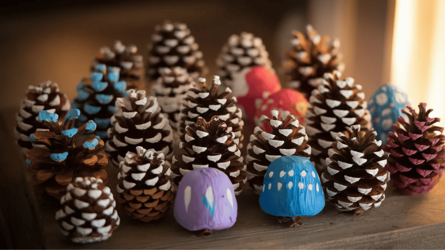 painted pine cone decor