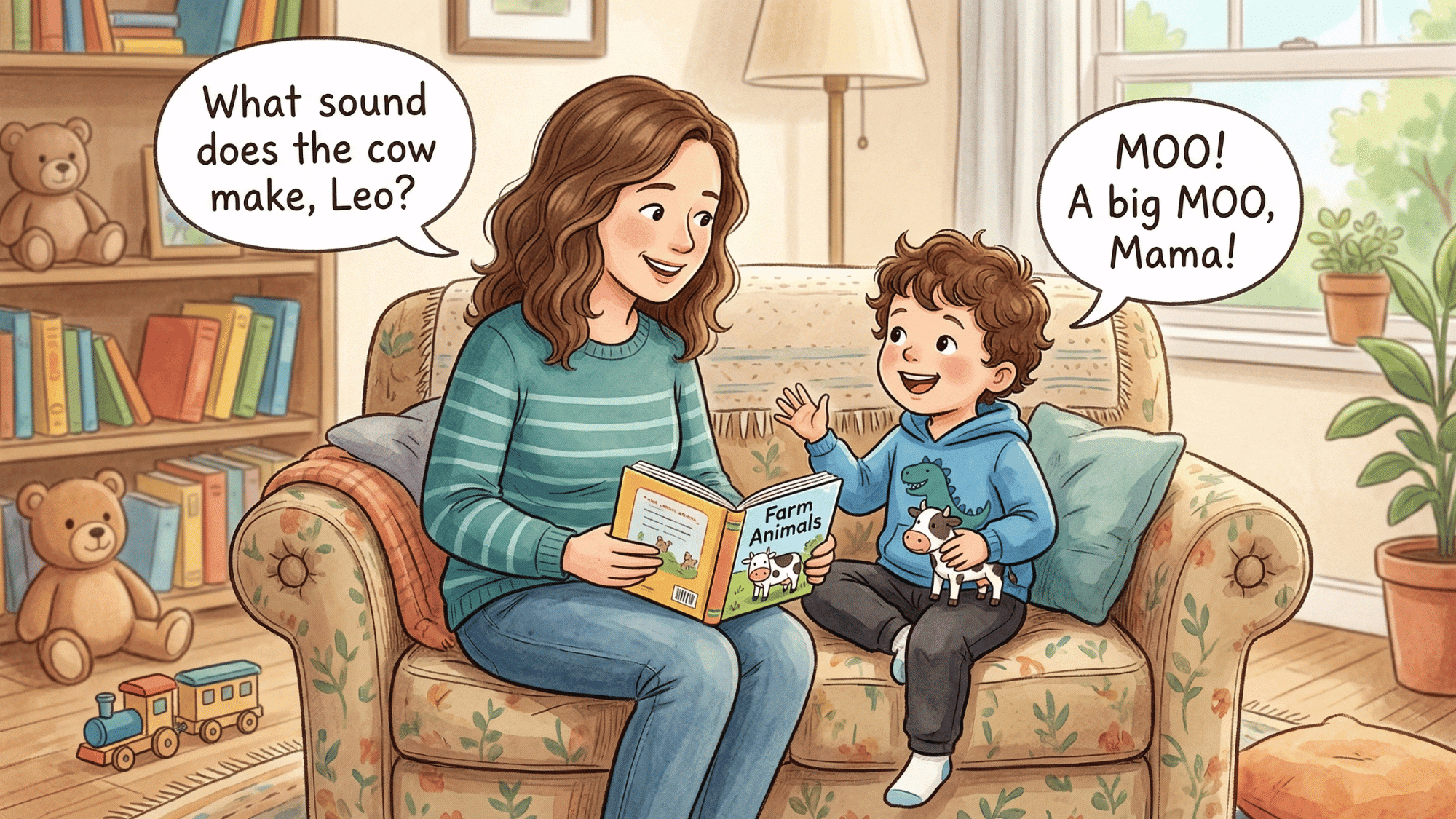 parent asking simple questions while child responds