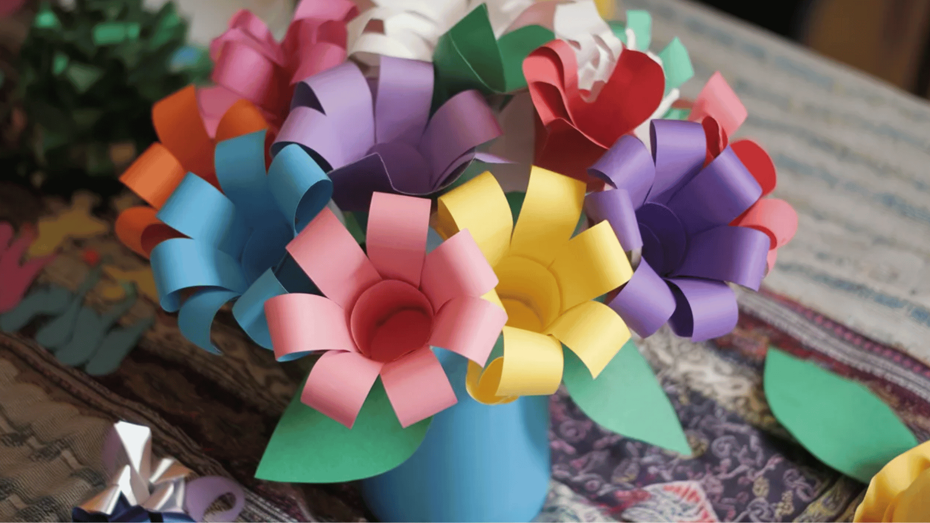 plastic flowers from cups