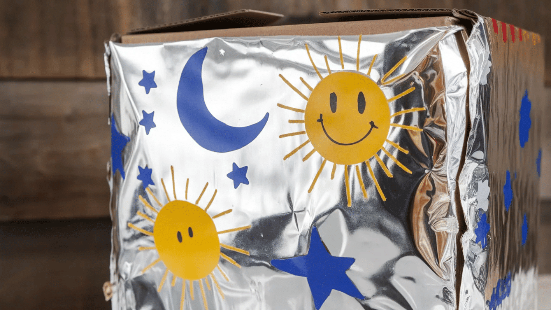 tin foil art with paint colors and sketchpens