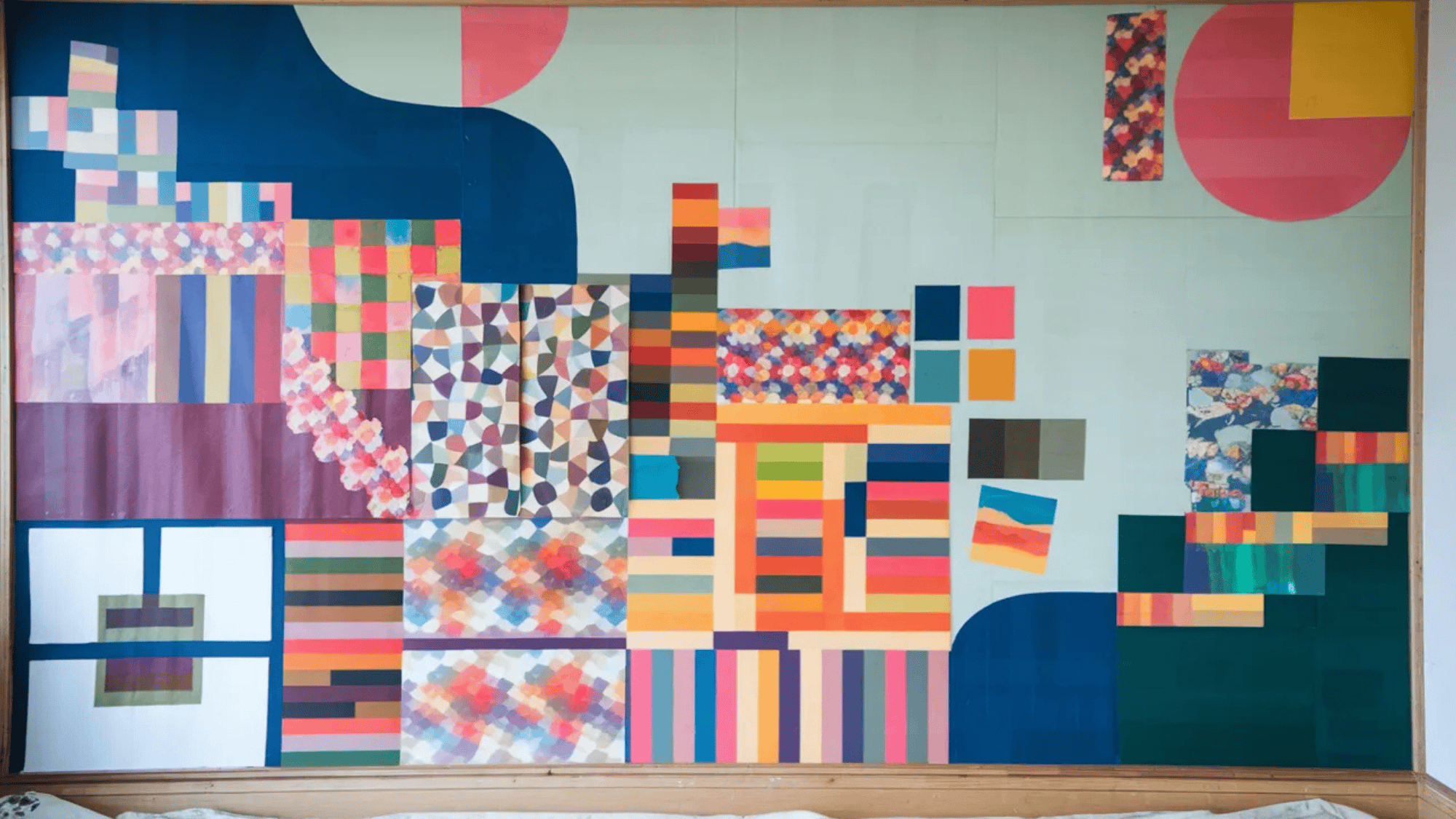 washi tape wall art with different colored tapes