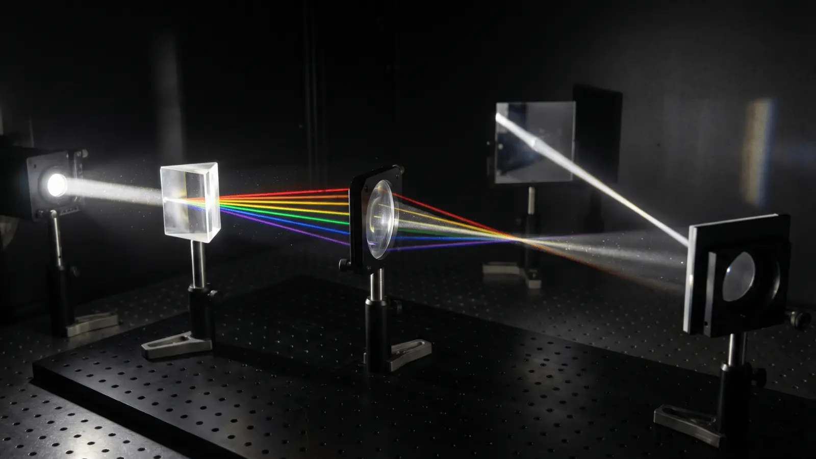 Physics lab setup with motion cart, pendulum, and spring for studying different motion types (1)