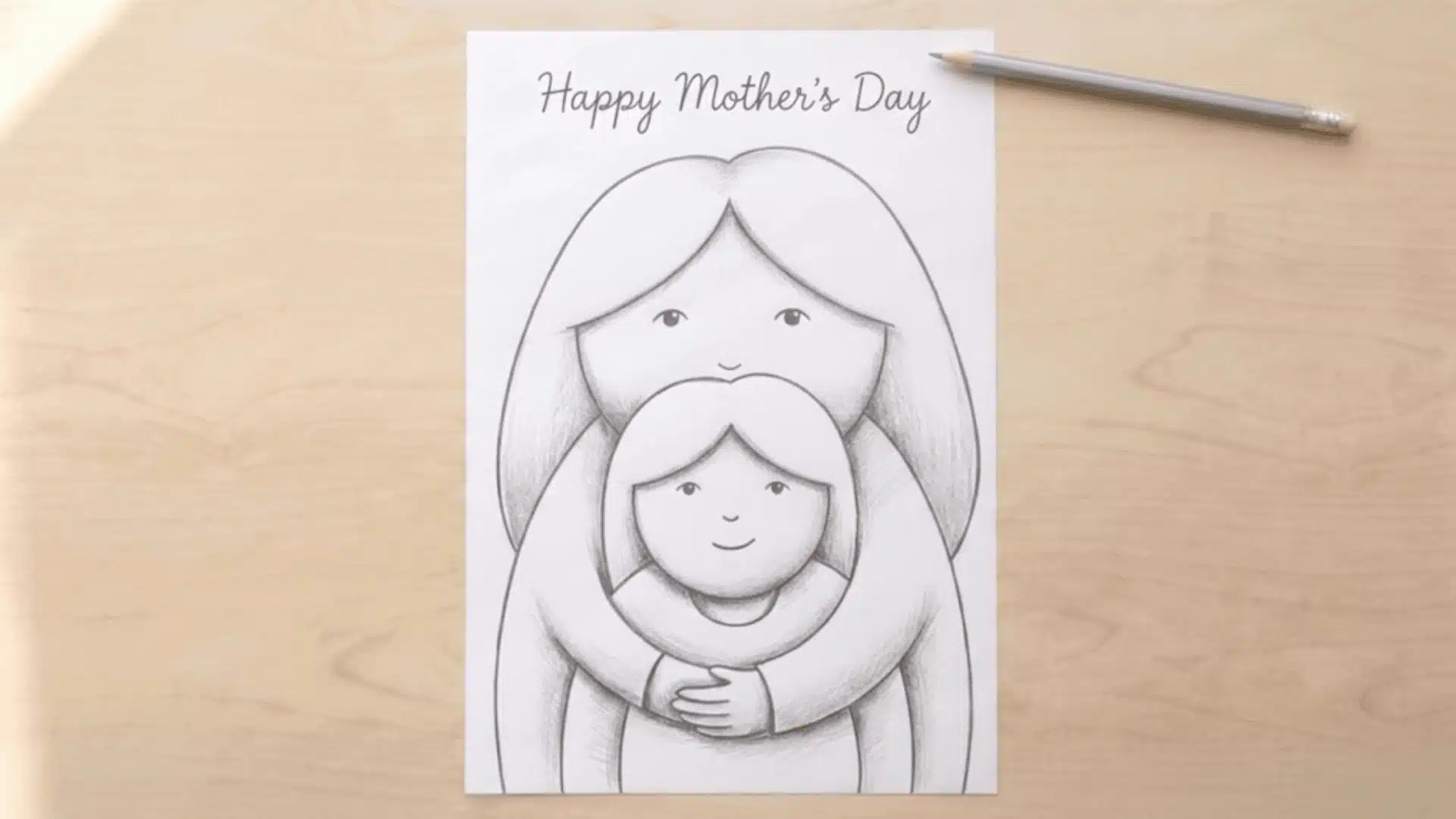 Completed drawing with soft shading and Mother’s Day message