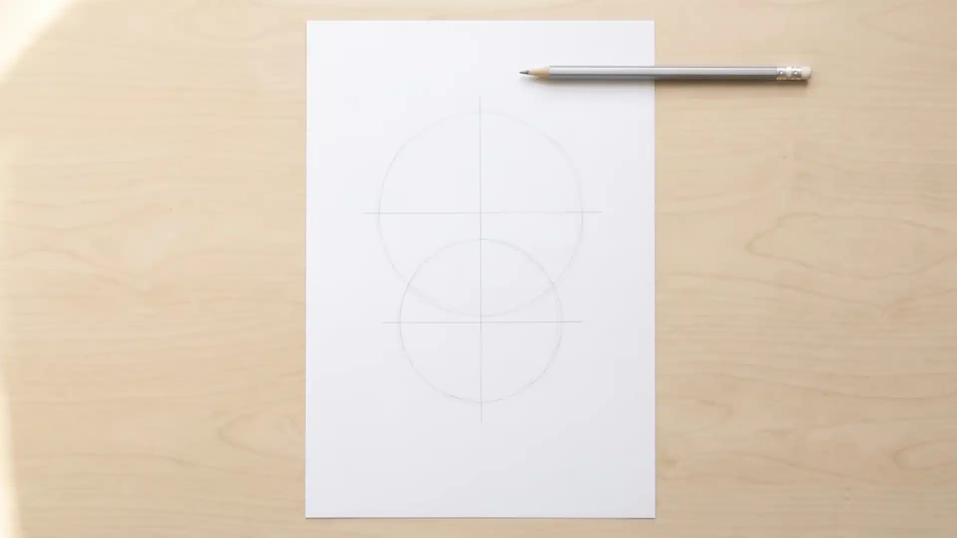 Overlapping head circles with light facial guidelines inside