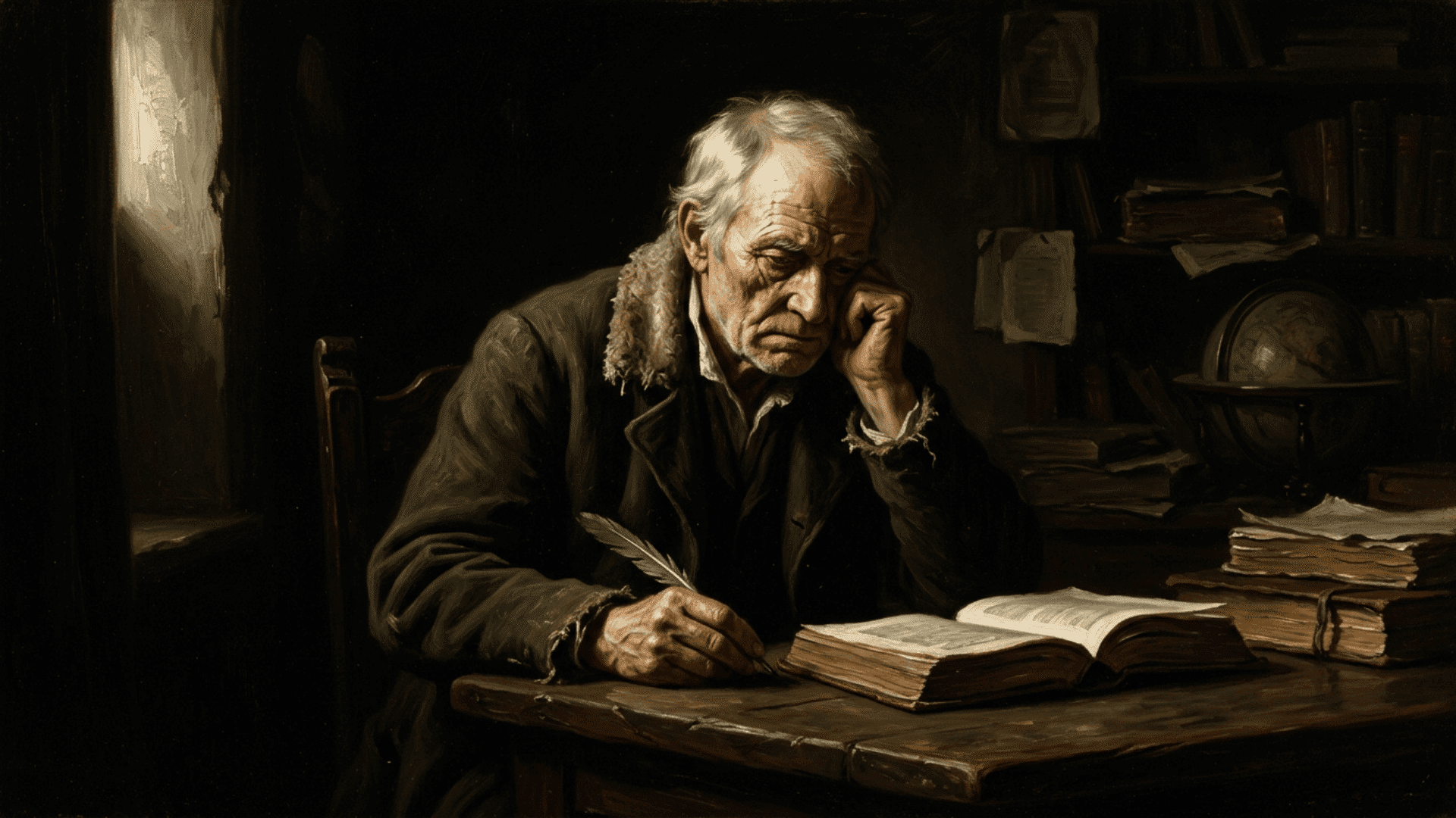 realistic painting with black shadows and strong contrast showing depth structure and dramatic effect in color in art