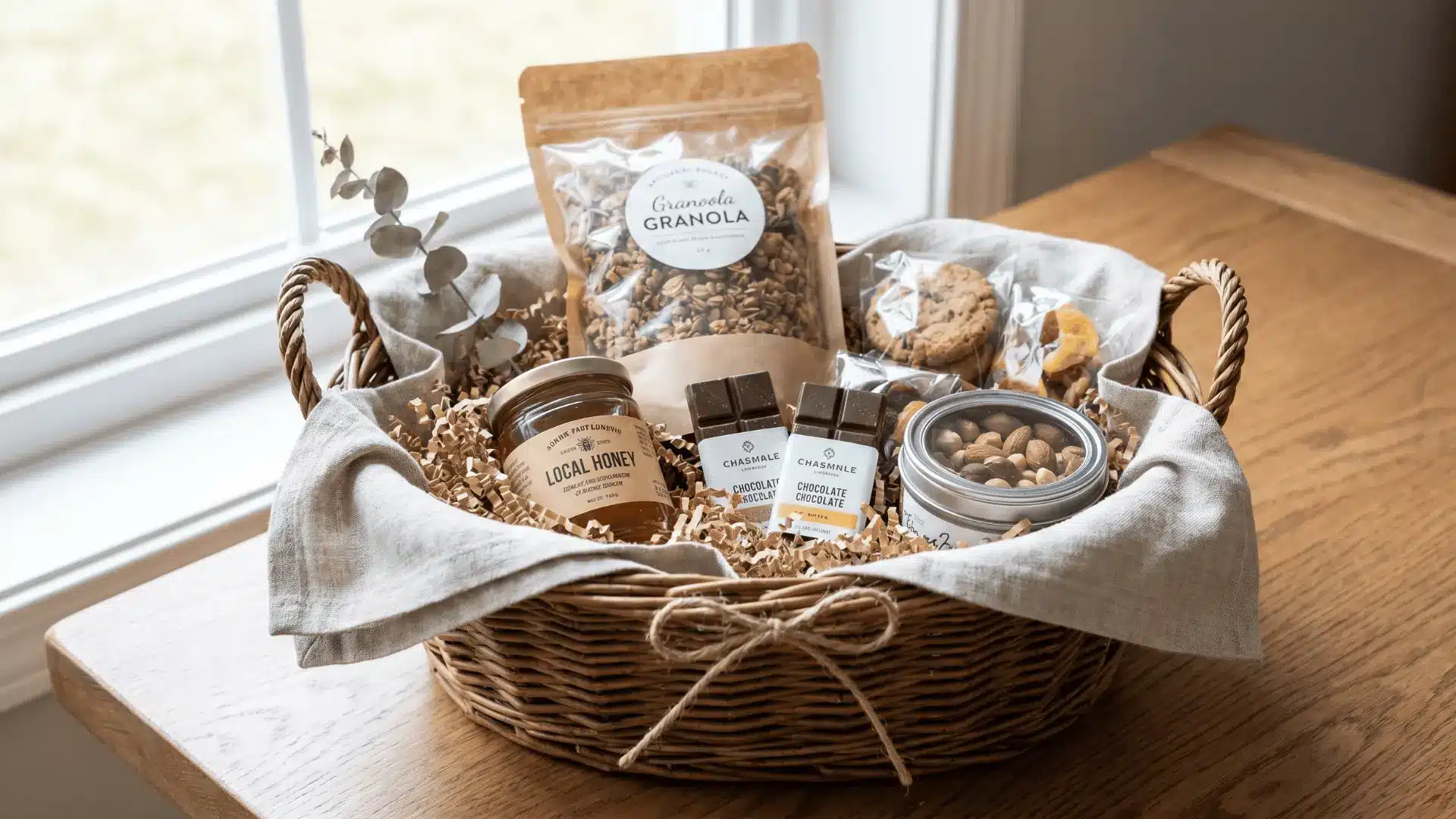 Snack gift basket with clean layout
