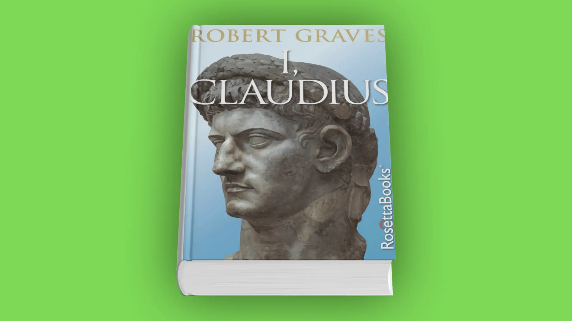 Book cover of I, Claudius by Robert Graves with a Roman statue bust on a blue background