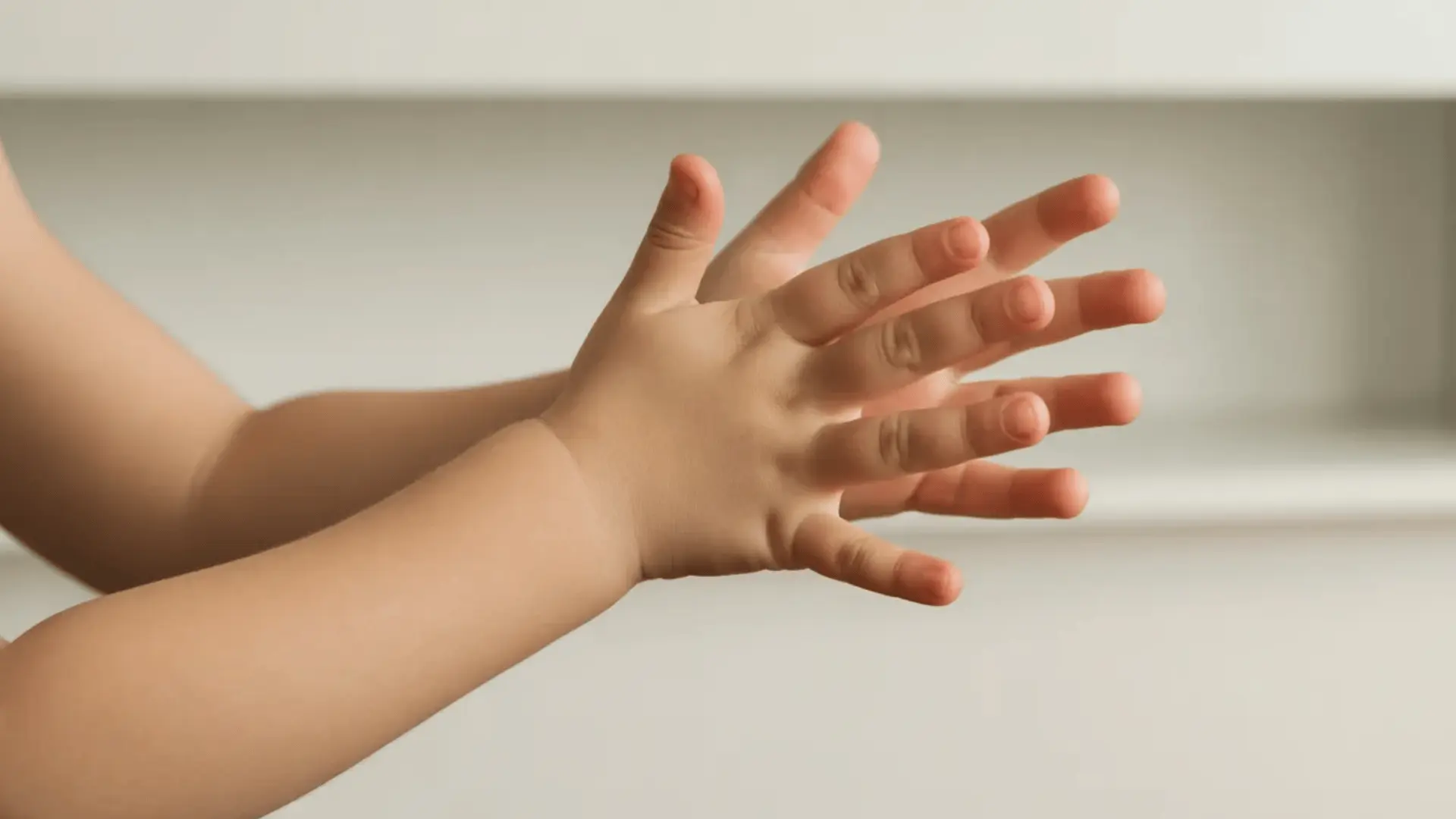 Child’s hands clapping together in a repeated rhythm