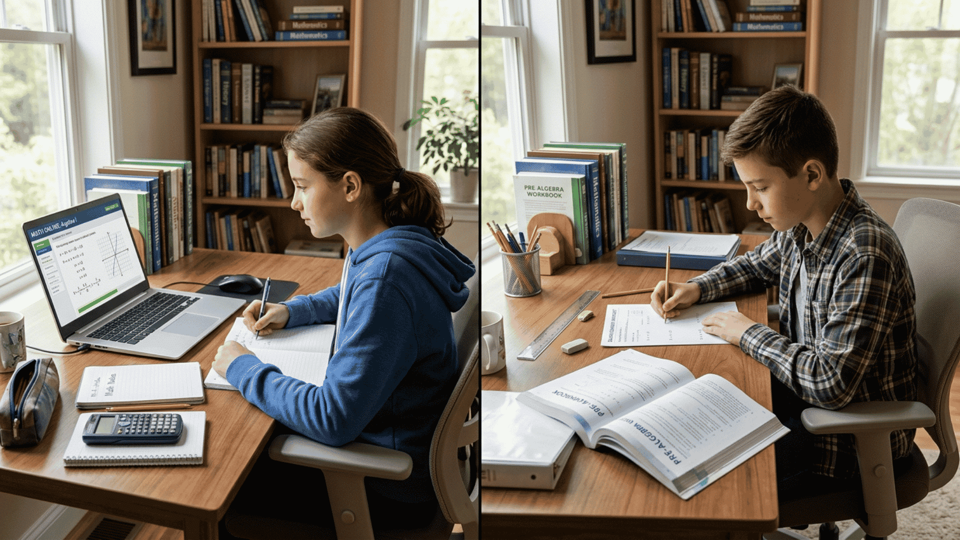 comparison of online homeschool math learning and traditional textbook study in realistic home classroom setting