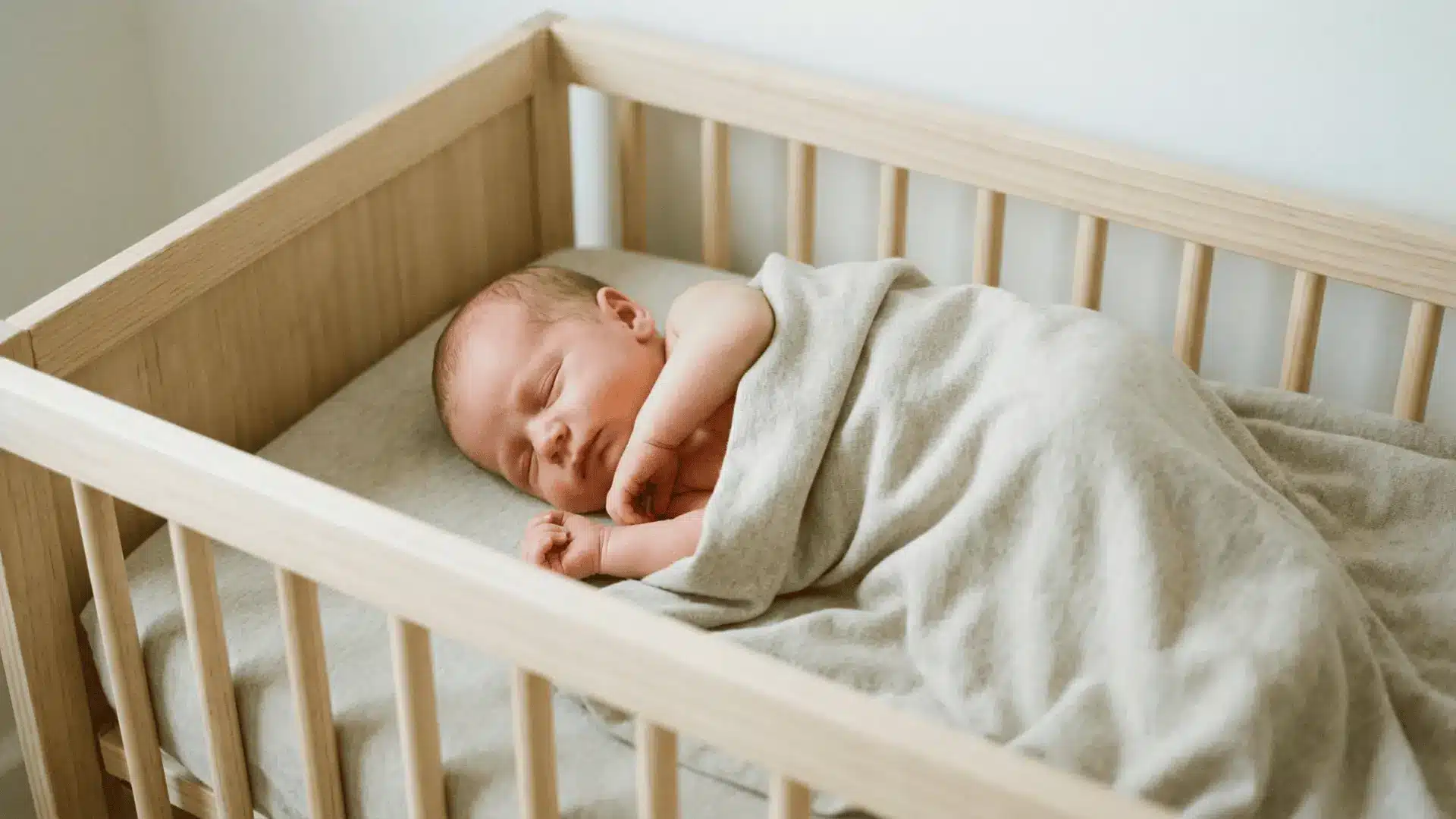 Newborn sleeping peacefully in a crib