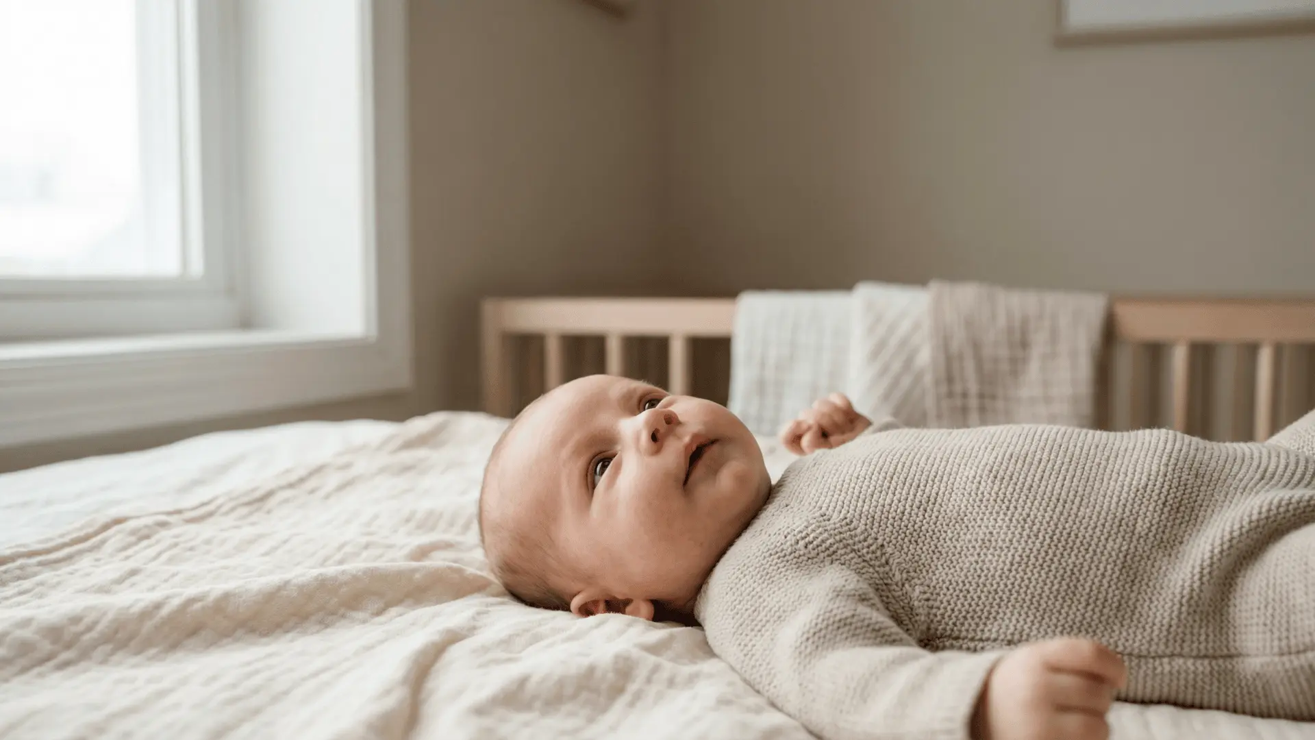 Single newborn lying comfortably in a home setting