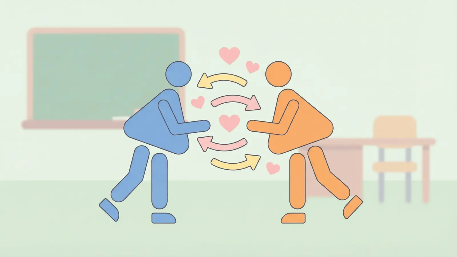 Vector abstract figures showing supportive interaction