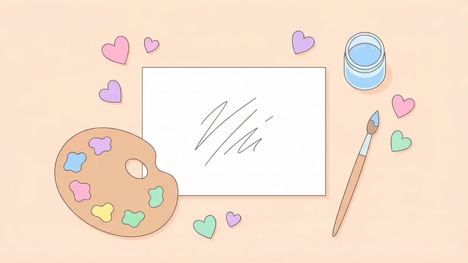 Vector art supplies with symbols of kindness and creativity