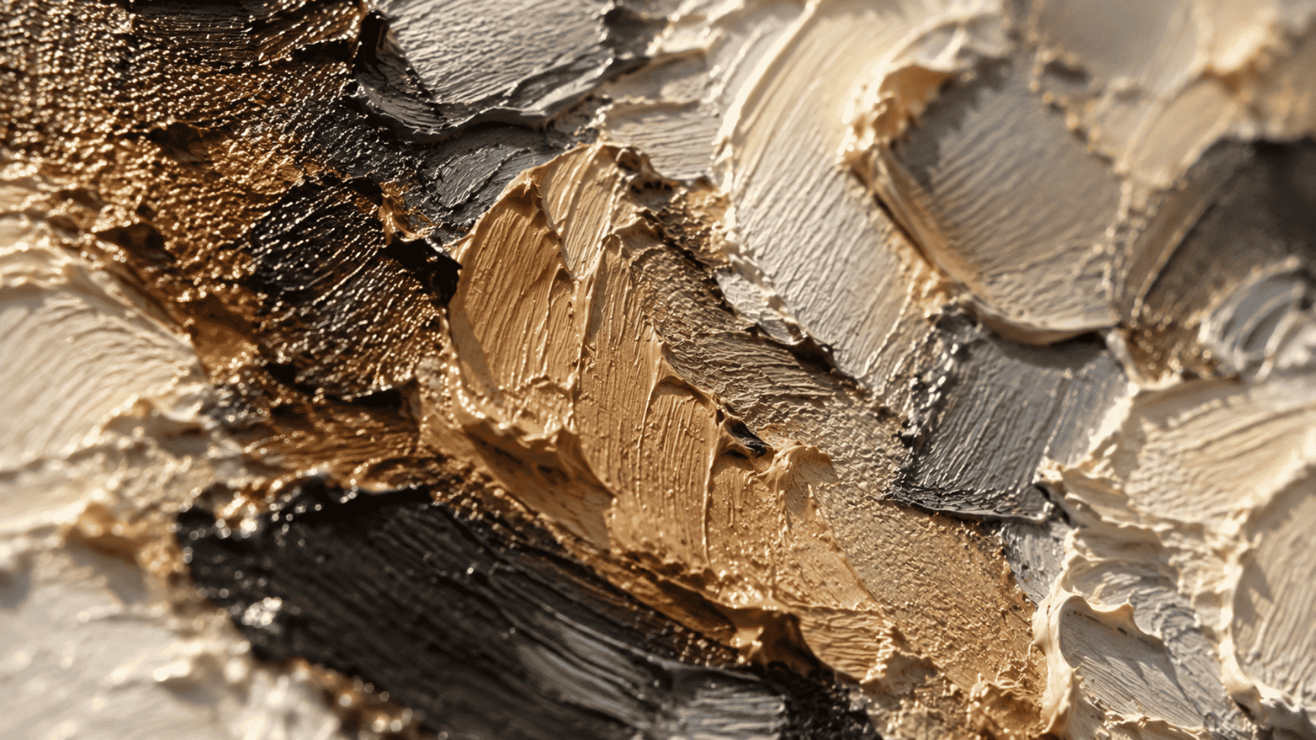 extreme close-up of impasto oil painting showing thick raised brushstrokes and physical paint texture