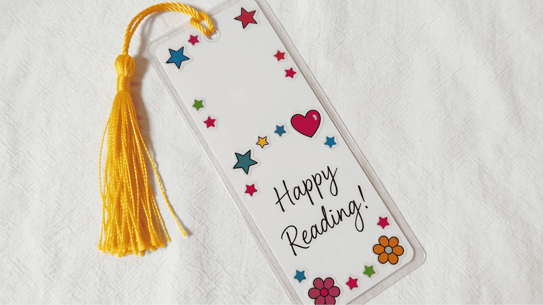 handmade laminated photo bookmark with stickers ribbon tassel and handwritten note fathers day gift for dad