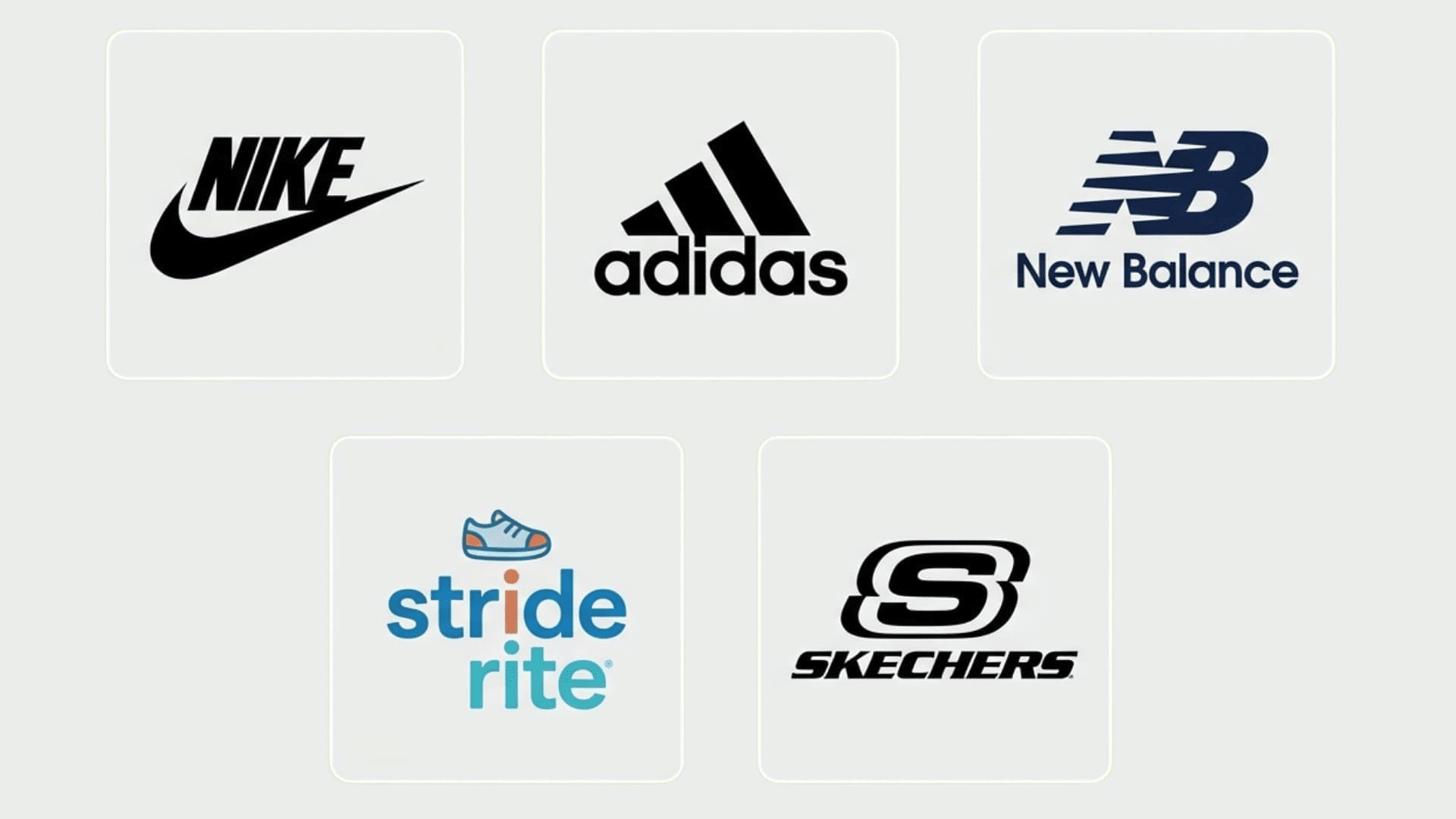 brand logos of nike addidas new balance stride rite and skechers