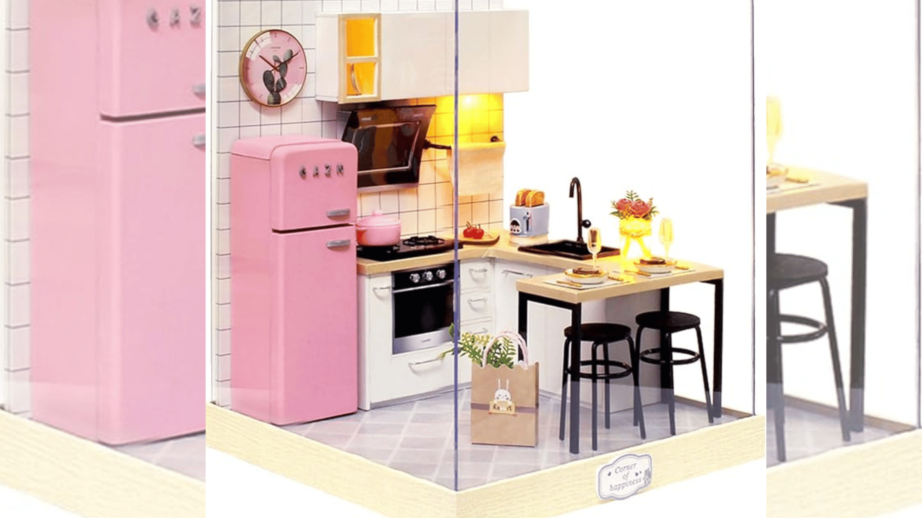 flever taste of life miniature dollhouse kit colorful on a blurred background