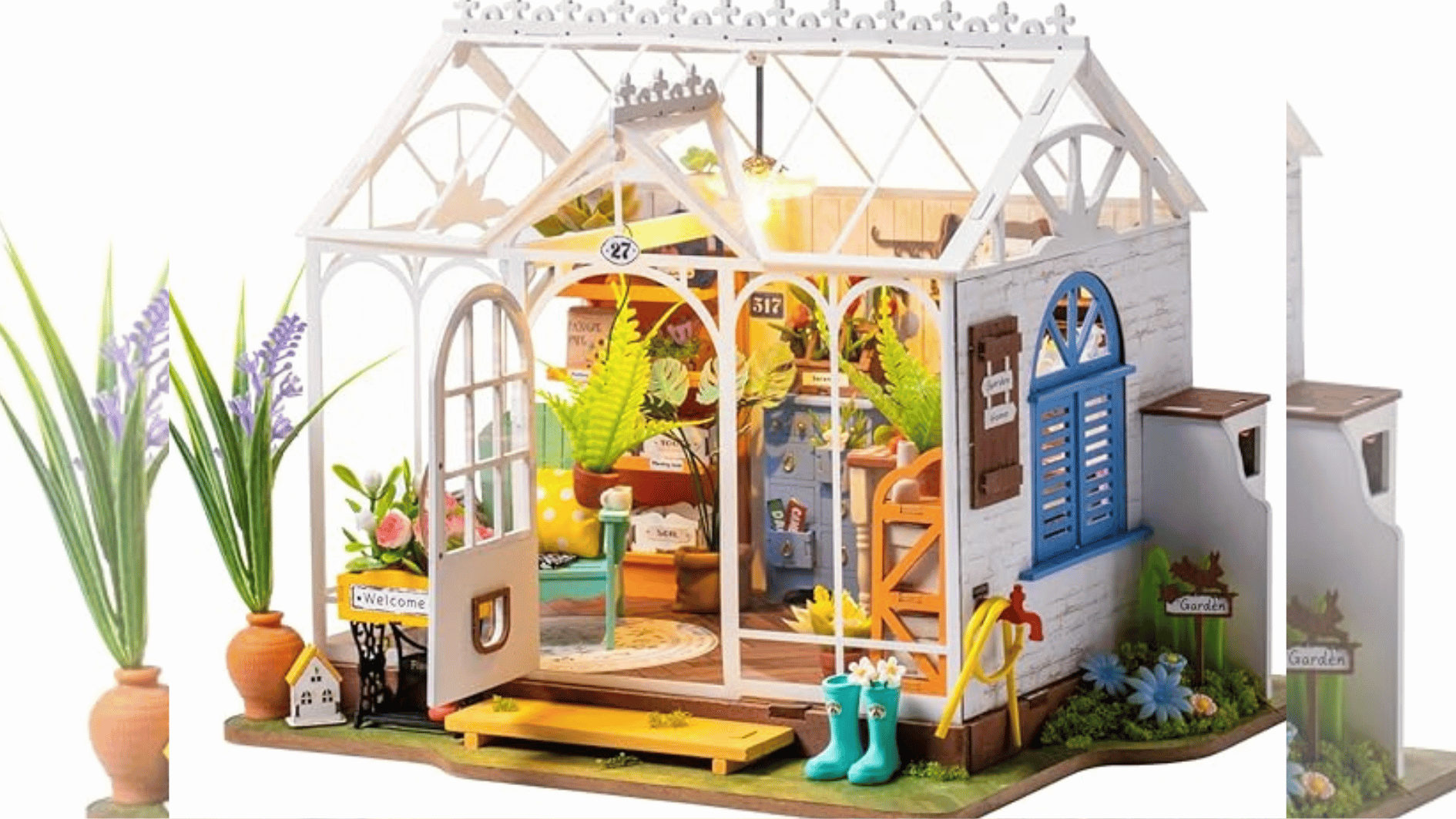rowood miniature house kit mayberry street series colorful on a blurred background