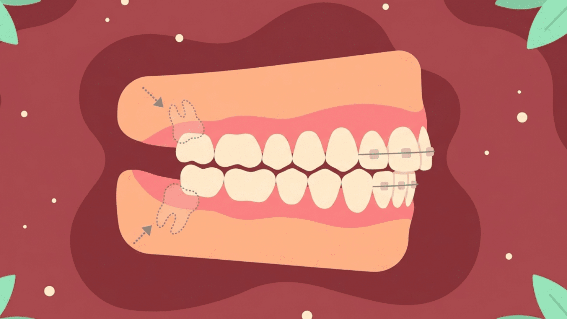 teen mouth showing permanent teeth and braces during adult tooth development stage