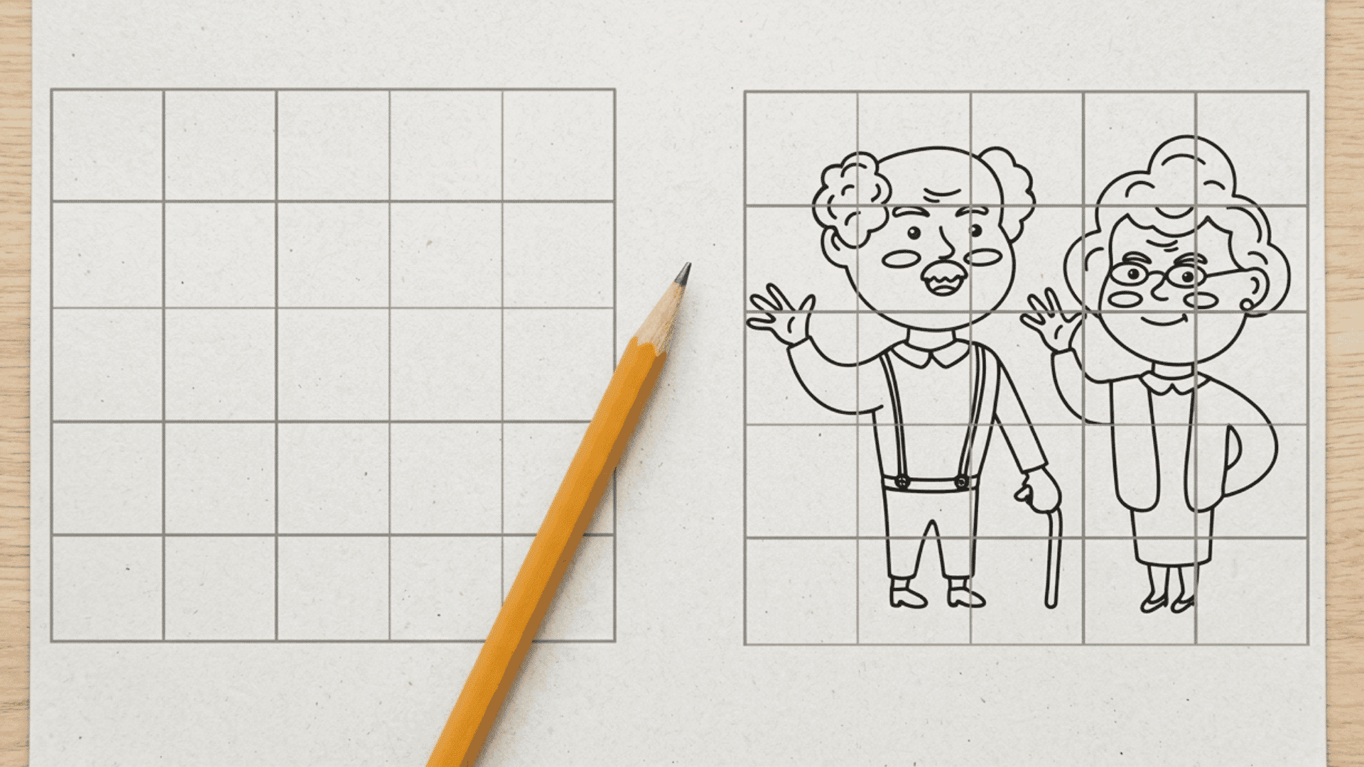 a grandparents day paper puzzle craft with sketch to solve the paper puzzle showing image of grandparents