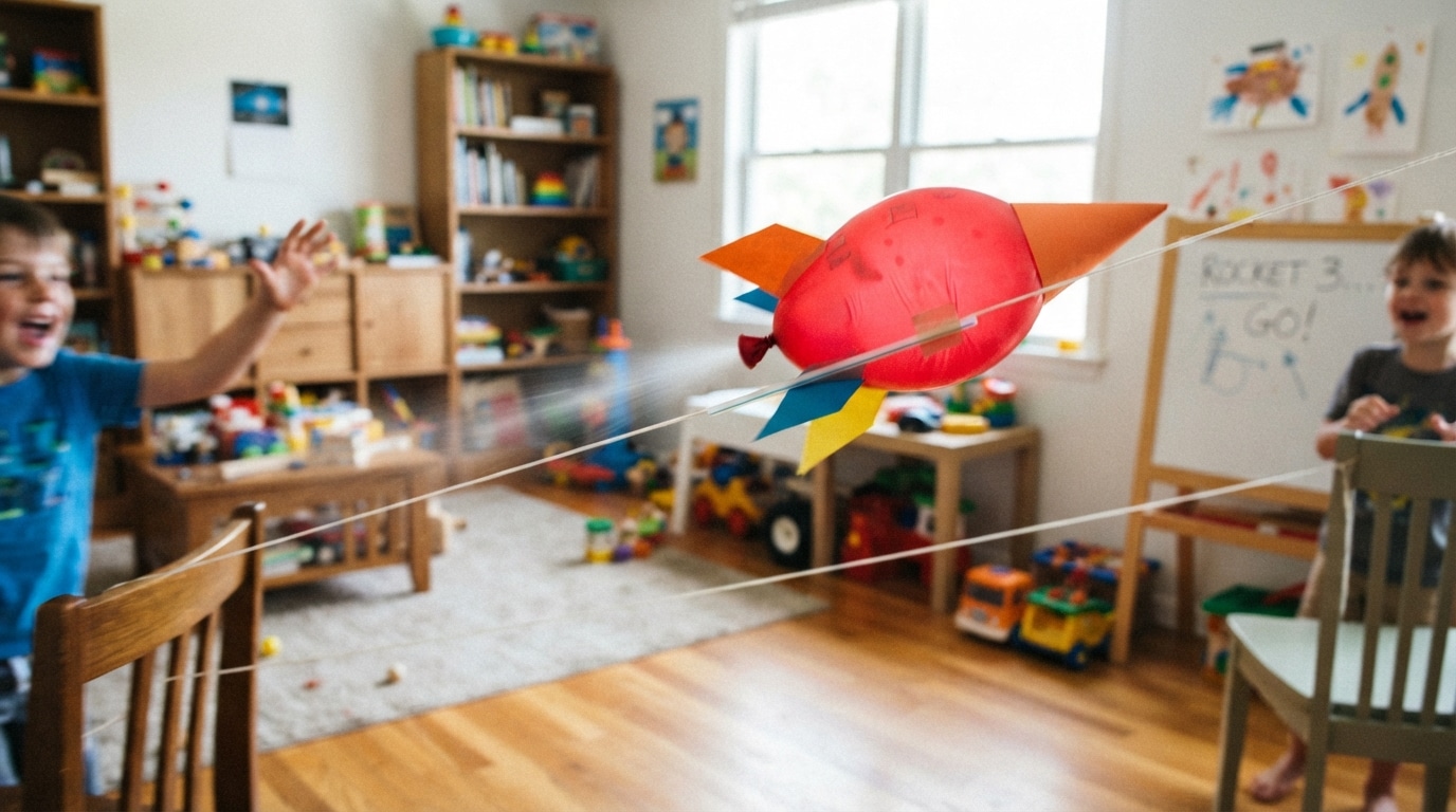 Balloon rocket experiment on string