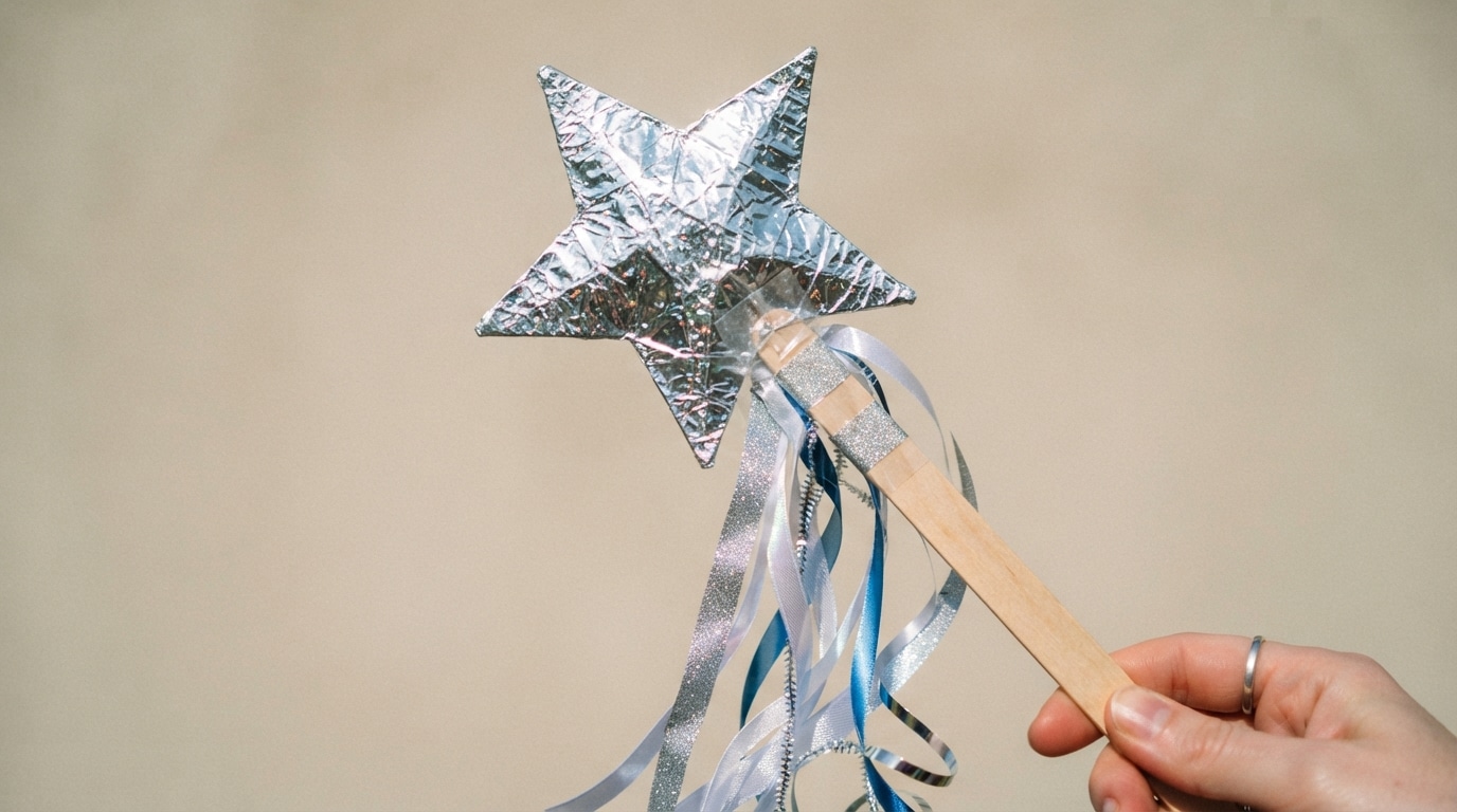 Foil star wand with streamers