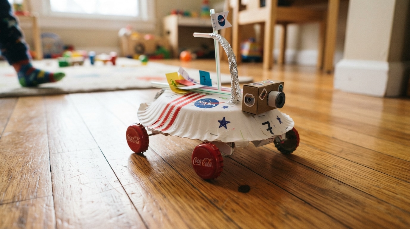 Paper plate rover rolling floor